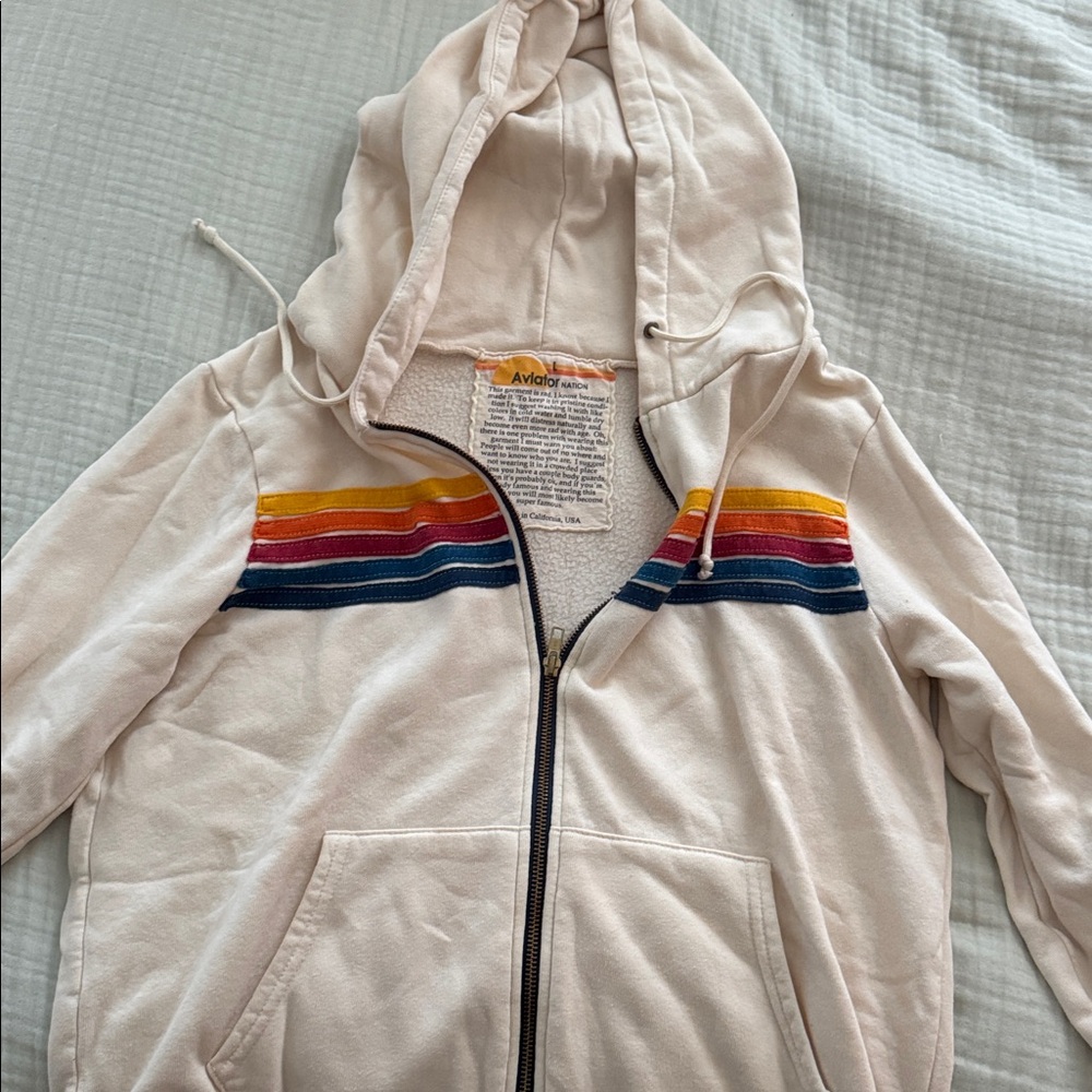 Aviator Nation Kids Cream Jacket with Multicolor Stripes - Picture 4 of 4